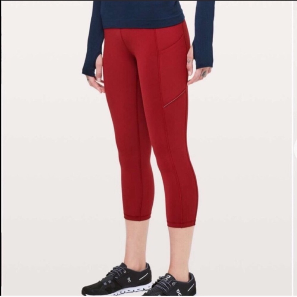Lululemon Speed Up Crop 21” Dark Sport Red